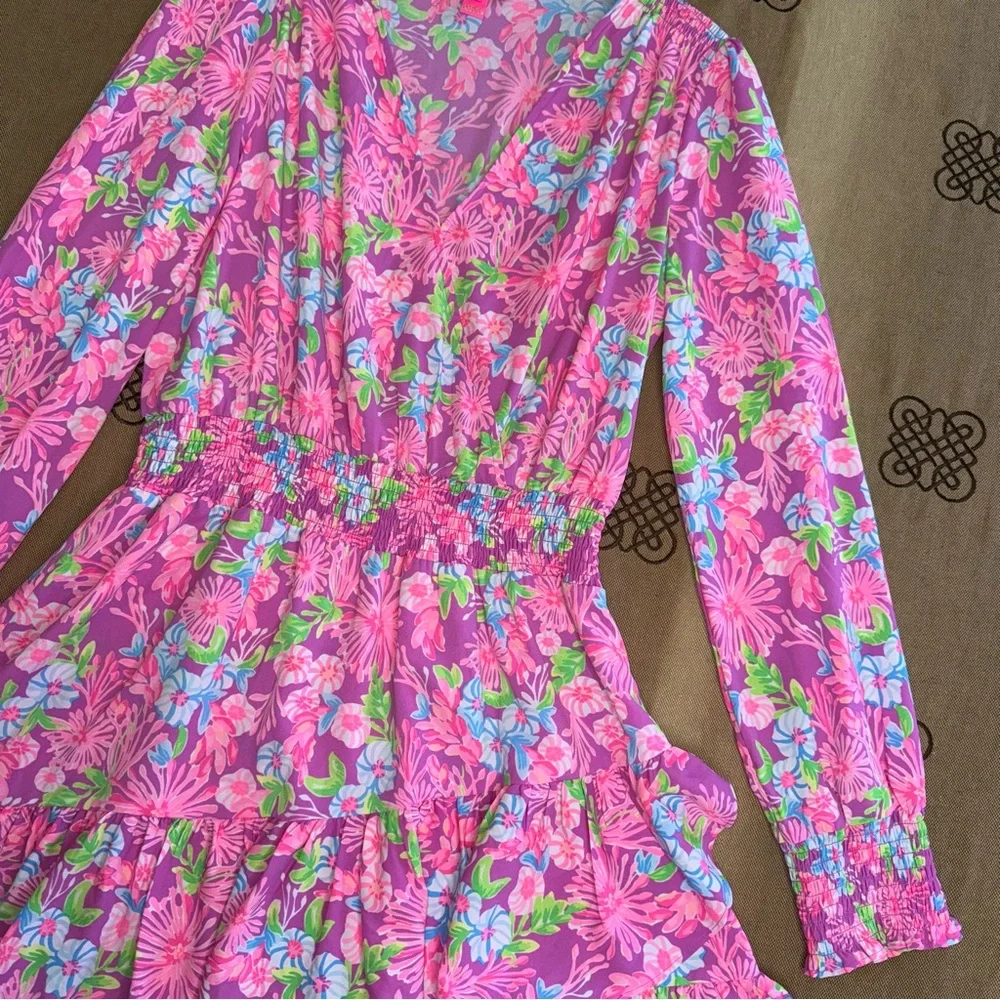 Lilly Pulitzer Cristiana Stretch Dress Moms The Word Amethyst Size 12 - Picture 6 of 16